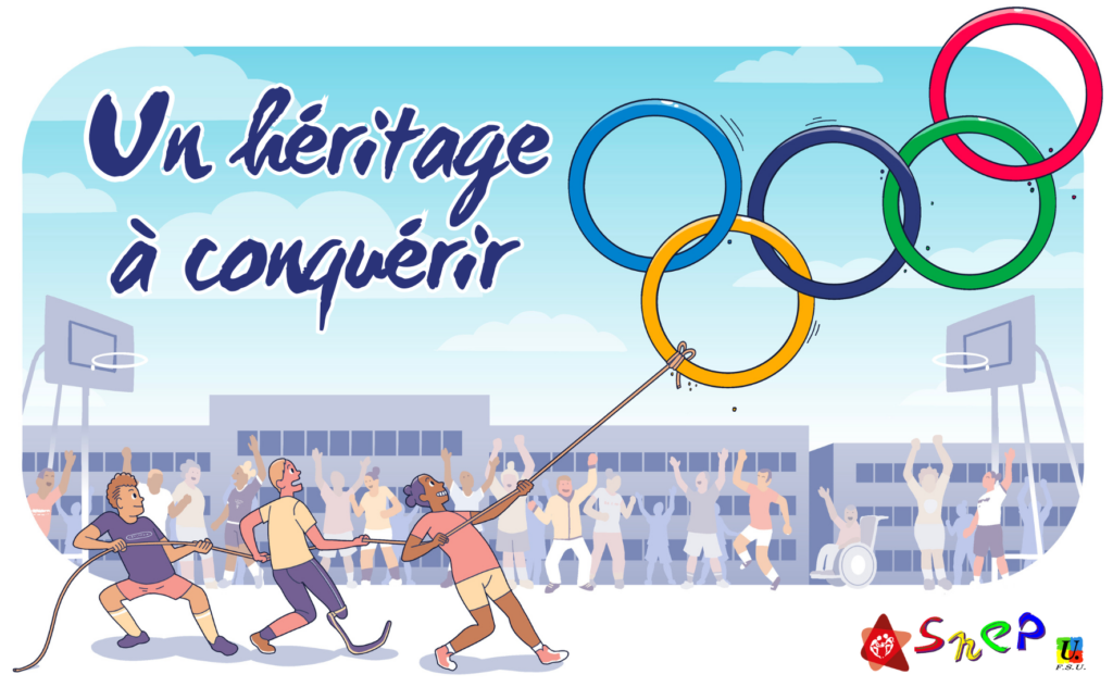 Image utilisée par le SNEP-FSU pour illustrer la campagne de conquête d’un héritage des JOP 2024